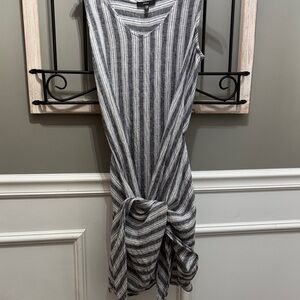 DREW Asymmetrical Striped Black and White Dress Anthropologie XS linen blend